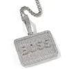 Hip Hop Mały kwadrat Custom List wisiorek lodowa wizyjna nazwa Diamentowa nazwa złota srebrna platowana męska biżuteria prezent biżuterii