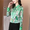 Blusas barrocas vintage mulheres manga comprida lapela botão camisa escritório senhoras impressão de seda camisas primavera outono mulher designer blusa pista topos