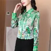 Luxury Vintage Blouses Long Sleeve Lapel Button Shirt Silk Shirts Spring Autumn Designer Runway Tops9nh8.