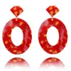 Declaração geométrica de moda acrílica Brincos de gotas para mulheres resina vintage oval lustre jóias de jóias