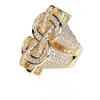 الهيب هوب الصب الخاتم المجوهرات علامة Gemstone CZ Diamonds Big 18k حلقات ذهبية حقيقية