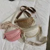 Tryckt Brev Plädmönster Fanny Packs För Kvinnor Fashionabla kedja Midjeväska Kvinnliga Pack Dam Bred rem Crossbody 220621