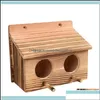 Forniture per gabbie per uccelli Animali domestici Giardino GiardinoGabbia di nidificazione in legno Casa Capanna Scatola di allevamento Nido di alimentazione Casetta per uccelli Rifugio per uccelli in legno massello all'aperto