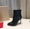 Femmes bottes Bottes courtes élégantes Lady confortable simplicité en cuir authentique Toe pointu à talon mince haut zippe sexy