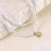 Pendanthalsband Multilayer Imitation Pearl Choker Halsband för kvinnor Eleganta vita pärlor CLAVICLE Kedjemynt Bröllop Jewelrypendant Godl2