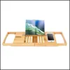 Other Bath Toilet Supplies Home Garden 2022 Bamboo Bathtub Caddy Shower Rack Tub Tray Organizer Book/Pad/Tablet Holder Drop Delivery 2021