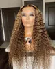 Water Wave Highlight Ombre x x Lace Front Wig Curly Human Hair Glueless Frontal Wigs deep Virgin Brazilian Closure 220606