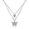 Pendant Necklaces Fashion Simple Personality Necklace Set With Diamond Butterfly Double Choker Design Sense Of NecklacePendant