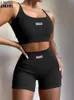 Ensembles d'entraînement sans couture pour femmes Soutien-gorge de sport côtelé Taille haute Shorts de course Gym 2 pièces Costumes de fitness Survêtements d'été décontractés 220527