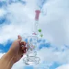 Unique DNA bong hookah 11 inch the helix turbine perc dab rigs thich base oil recycler glass water pipe