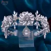 Guld pannhuvudstycken diamant bröllop tiara barock kristall brud huvudbonad krona strass smycken hår tillbehör brud cr2854558