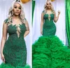 2022 Plus Size Arabic Aso Ebi Green Luxurious Mermaid Prom Dresses Lace Pärled Evening Formal Party Second Reception Birthday Engagement Gowns Dress ZJ660