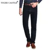 TIGER CASTLE taille haute 100% coton hommes jeans classiques baggy marque mâle droit denim pantalon printemps hiver épais jeans hommes 201128