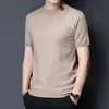 メンズTシャツメンサマーファッションハーフタートルネックスリムTシャツトップス男性韓国スタイルのソリッドカラー5xlニットティーS78men's