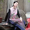 Ethnische Kleidung im chinesischen Stil Weste Tang-Anzug Frauen Harajuku Gilet Blumenstickerei ärmellos traditionelle Vintage WesteEthnisch