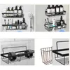 Hooks & Rails 3pcs/set Bathroom Shelf Organizer Shower Storage Rack Black Corner Shelves Wall Mounted Toilet Shampoo Holder No DrillHooks Ho