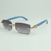 Endlose Diamanten Sonnenbrille 3524012 mit blauen natürlichen Holzbeinen und 56 -mm -Objektiv