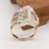 Wedding Rings Natural Stone Crystal Women Irregular Wire Wrap Healing Rock Mineral Quartz Resizable Finger Ring Trendy Jewelry Gift Wynn22