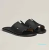 الصيف الفاخرة Izmir Sandals Shoes Calfskin Leather Men Slippers Slippers on Beach Slide Flats Flip Flip Flups Sandalias EU38-46.2022