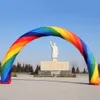 6x4m Outdoor Wedding Event Inflatable Rainbow Arch With Led Lights Large Colorful Entrance Archway Balloon Free Blower