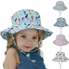 Atacado crianças baldes chapéus algodão crianças chapéu de sol 20 cores sólida floral floral sunhat criança calda de pesca garotas meninas garotas de verão de verão estilo pescador com corda de vento