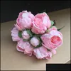 Dekorativa blommor kransar festliga fest levererar hem trädgård högkvalitativ konstgjord siden blommor pu europeisk stil simation peony bukett c