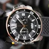 New Diver W7100044 W7100043 Quartz Chronograph Mens Watch Two Tone Rose Gold Steel Case Black Dial Rubber Stopwatch Sport HWCA HelloWatch G12A