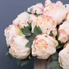 Dekorativa blommor kransar bränd rök och kant pioner dekor växter vardagsrum 36 cm grön dill rosa 10 huvuden bröllop arrangemangdecorati