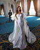 Amazing Mermaid Wedding Dresses Spaghetti Straps Neckline Bridal Gowns With Detachable Long Sleeves Taffeta Plus Size Beach Vestido De Novia 415