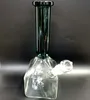 14-Zoll-Wasserbecher aus rosa/dunkelgrünem Glas für Wasserpfeifen, Wasserrecycler-Bong mit Schalen und 18-mm-Rauchrohren mit weiblichem Downstem