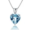 Style européen et américain bijoux de fête de mariage océan coeur pendentif bleu clair amour coeur or blanc collier femmes mode clavicule chaîne filles cadeau