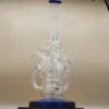 10-Zoll-blaue Shisha-Glasbong-Recycler-Rohre, Wasserpfeifen, Bongs, Rauchbongs, Flaschen, Dab-Rig-Größe, 14-mm-Innengewinde