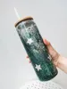 Bottiglie d'acqua in vetro a doppia parete Tazze dritte preforate con globo di neve per sublimazione e tazze glitterate 16 once 20 once Magazzino USA