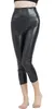 Damenhosen, Caprihosen, Damen-Leggings im Wet-Look, Capri-Leggings, glänzende metallische Fitness, hohe Taille, Workout, Tanzen