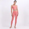 Femmes Leggings Survêtements Yoga Out Fit Taille Haute Séchage Rapide Train Extensible Fitness Fraise Milkshake Couleur Sans Soudure Hip-Levage Loulu Sporty Yogas Survêtement Ensemble