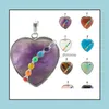 Outras jóias conjuntos de jln Heart Seven Chakra Pingente ioga Cura semi -preciosa de Cristal de Pedra Onyx Colar turquesa com 18 polegadas de bronze chai