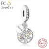 925 Silver Fit Pandora Charme 925 Bracelet Tree of Life Misture Biço de Zircão para Mulheres Natal Berloque New Charms Conjunto pendente DIY FELE JOENS DE MONES