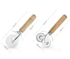 Kitchen Tools Round Pizza Cutter Knife Roller Stainless Steel Cutters Wood Handle Pastry Nonstick Tool Wheel Slicer With Grip BBB14570