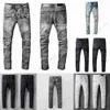 Jeans dżins najnowszy designer męski Jean w trudnej sytuacji motocyklista motocyklowy motocyklowy motocyklowy dżins dla mężczyzn Mans Mans Black Pantscowboy
