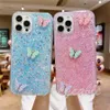 TPU PC Glitter Diamond Butterfly Phone Cases for iPhone 13 12 Mini 11 Pro Max X XR 6 7 8 Plus SE2 SE3 11 Epoxy Starry Love Drop Glue Back Cover