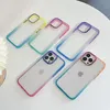 Coques de téléphone antichoc en acrylique transparent transparent de couleur dégradée de qualité supérieure pour iPhone 13 12 11 Pro Max avec clé en métal galvanisé