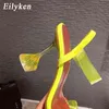 Сандалии Eillken желтый белый ПВХ желейный кристалл открытый носок Perspex Sike высокие каблуки женские прозрачные каблуки 9см насосы 220317