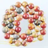 Perles rondes en pierre naturelle polie, 10 brins de 4 à 14mm, en jaspe Picasso, pour Bracelets, fabrication de bijoux, BY924