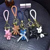 Keychains Creative Nordic Resin Bow Keychain Fashion Cute Bear Doll Keyring Women Bags Pendant Car Key Chain Couple Rings Gifts