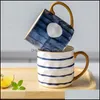 Mugs Drinkware Kitchen Dining Bar Home Garden Lovely Girl Office Coffee Cup Thermal Mug Set Japanese Nordic Ceramic Dri Dhuzj