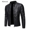 DIMUSI MEN 'S PU Zipper Jackets 캐주얼 남성 빈티지 모토 가짜 오토바이 재킷 패션 Jaqueta de Couro Masculina 220816