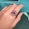 Ringos de cluster QCharm Round Stones criado Purple Amethyst Color Women Women Fashion Wedding Jewelry Gift 2022 TrendCluster