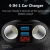 Cargador de coche 3.1A, adaptador USB de 2 puertos, cargadores rápidos de 30W con pantalla LED, carga de coche para iPhone, Xiaomi, Huawei, MP3, DVR