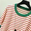 Shintimes Striped TEE рубашка Femme Tops лето т женщин тонкий ледяной шелковые трикотажные футболки с коротким рукавом одежда CamiSetas Mujer 220321