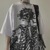 QWEEK GOTHIC Harajuku Skull Tir shirt Korean Fashion Oversized Sleeve Sleeve camiseta Mall Goth Tops